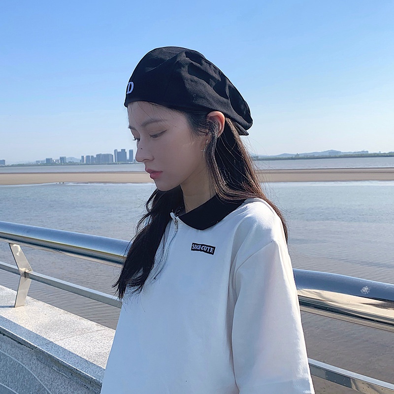 Mũ Beret Thêu Chữ Phong Cách Hàn Quốc Độc Đáo Cho Nữ