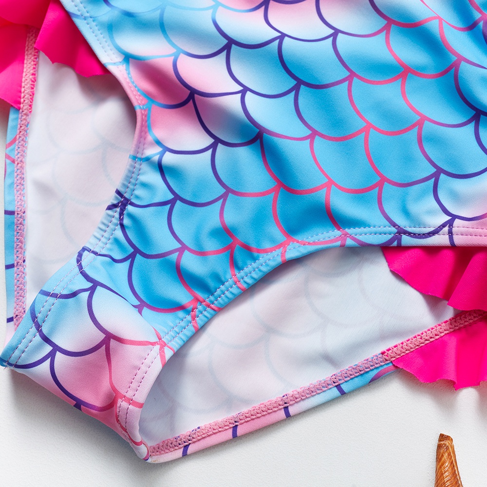 Bộ Đồ Bơi Một Mảnh Hở Lưng In Họa Tiết Da Cá Thời Trang Mùa Hè 2022 Dành Cho Bé Gái