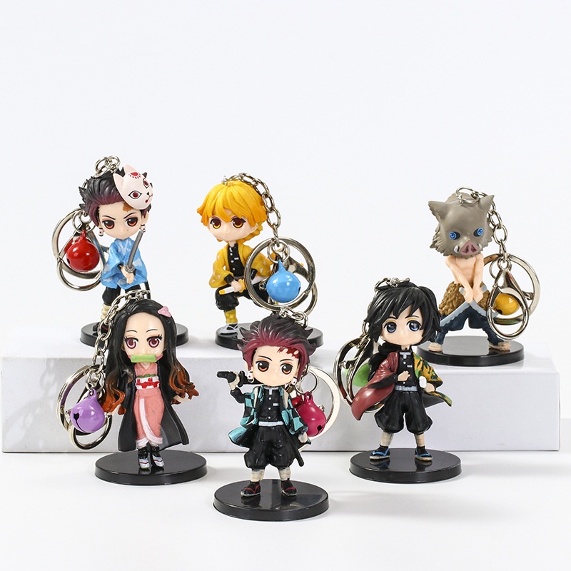 Móc khóa thanh gươm diệt quỷ móc treo Balo Kimetsu No Yaiba mô hình Tanjiro Zenitsu Inosuke nezuko kèm đế trưng bày