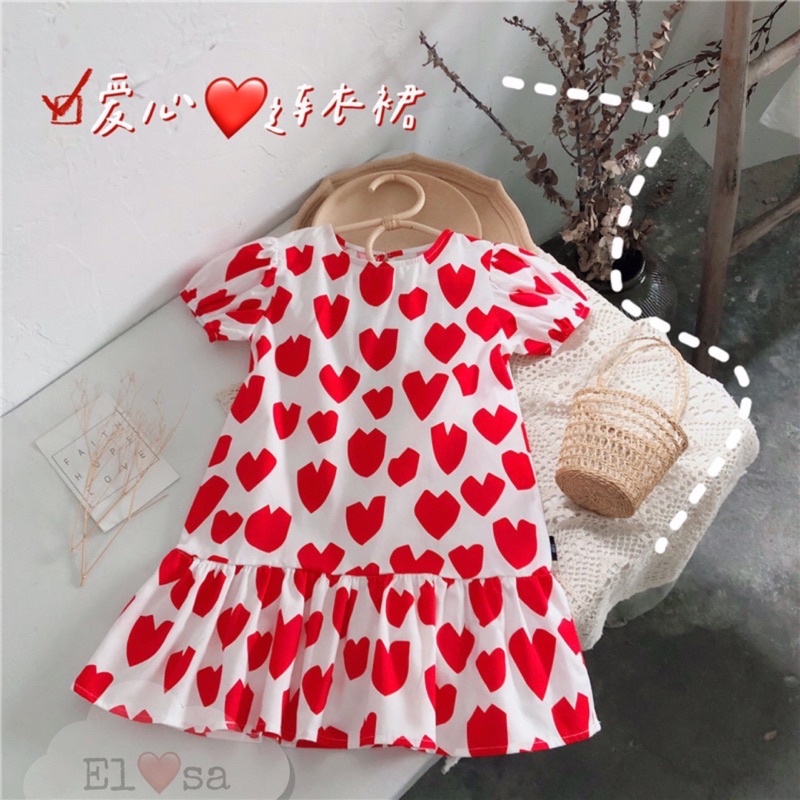 Váy bé gái, váy hình trái tim cho bé gái 10-20kg mát đẹp