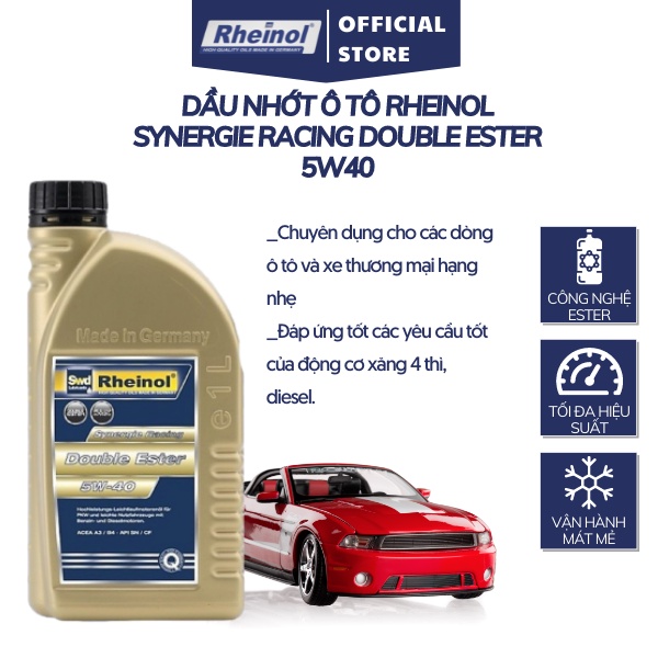 Dầu Nhớt ô tô Rheinol Synergie Racing Double Ester 5W40 - Hàng nhập khẩu cao cấp Đức 1L