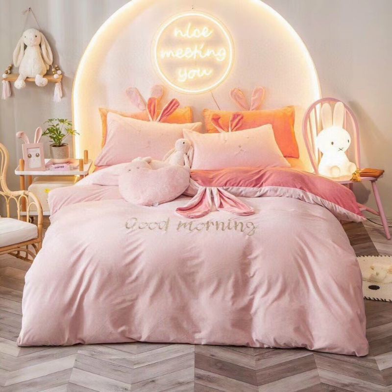 BỘ CHĂN GA GỐI NỈ NHUNG TAI THỎ CAO CẤP ĐỦ SIZE