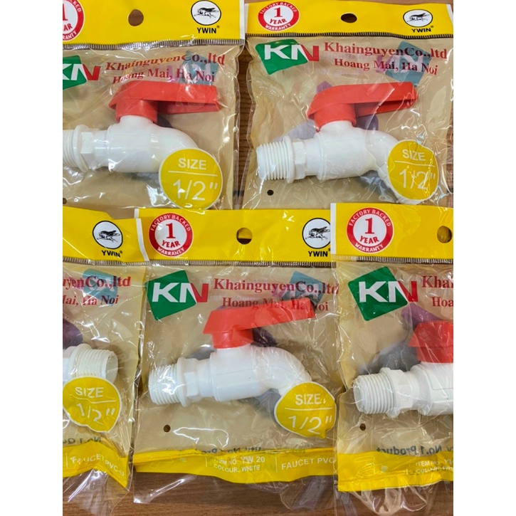 Vòi xả nước tăng áp tay gạt xoay 90 độ khóa chặn một chiều có đầu lắp ống mềm 16mm & 18mm - Bằng nhựa