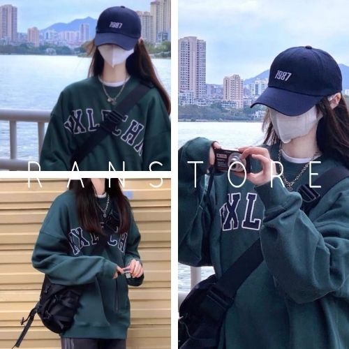 Áo nỉ sweater họa tiết chữ KXL / Áo thun nam nữ cổ tròn tay dài phom rộng mặc đôi mặc nhóm_ranstore