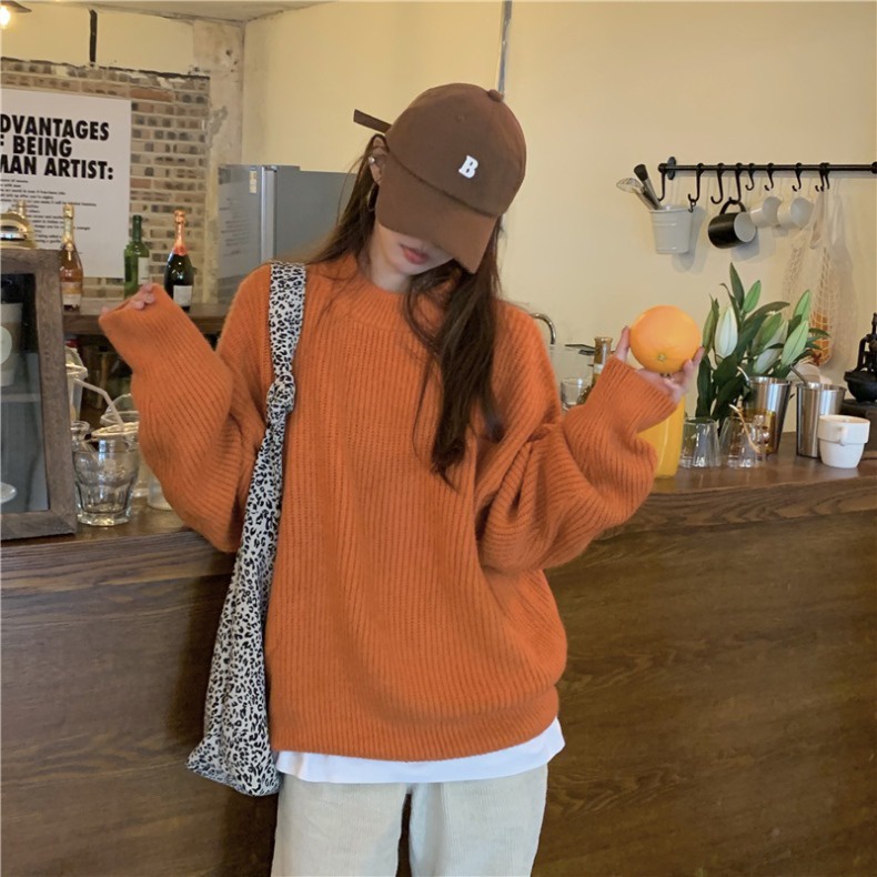 Áo Sweater Dáng Rộng Dày Dặn Phong Cách Hàn Quốc Thời Trang Thu Đông Mới Cho Nữ