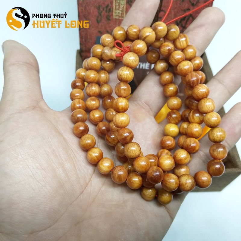 Chuỗi Tràng Hạt Huyết Long Thấu Quang 108 Hạt 8Ly, Vòng Gỗ Huyết Rồng Tự Nhiên