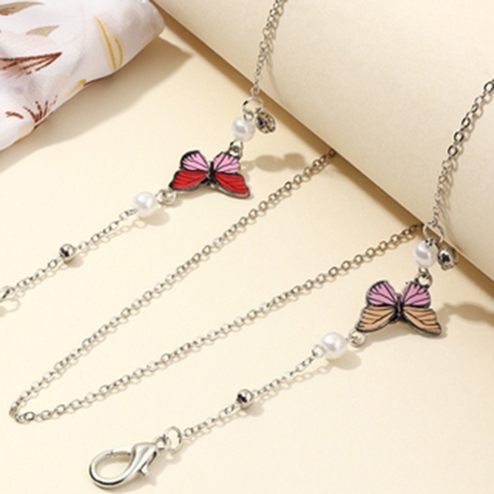 Dây đeo mắt kính / khẩu trang chống thất lạc họa tiết đính hạt hình bướm tiện dụng