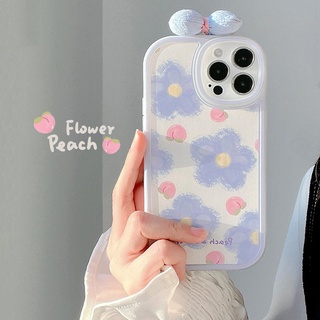 Ốp Điện Thoại Đính Nơ Màu Xanh Dương Thời Trang Mùa Hè Cho iPhone 13Promax 12 8 xs 11