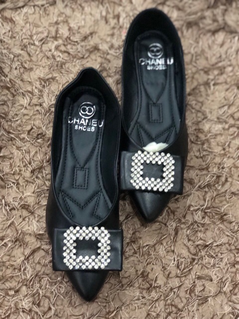 Giày bệt mũi nhọn da mềm khoá đá vuông(tặng tất) | BigBuy360 - bigbuy360.vn