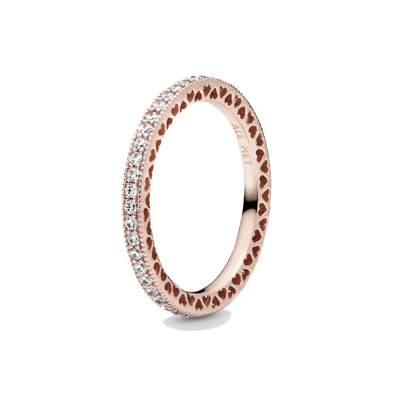 PANDORA Nhẫn Đính Hôn Bạc 925 Khắc Chữ "You and My Heart" Đính Đá Xinh Xắn Cho Nữ