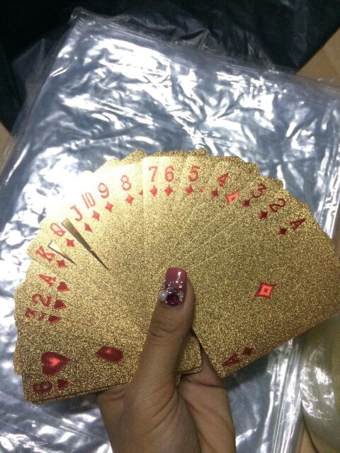 Bộ bài Tây mạ vàng cao cấp 24k chống thấm nước. Tú lơ khơ