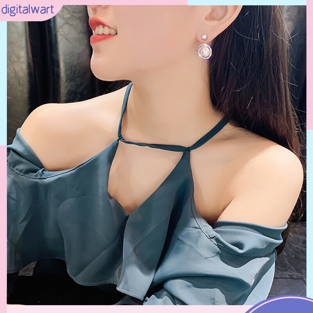 Đôi Bông Tai Dáng Dài Đính Ngọc Trai Nhân Tạo Thời Trang Cho Nữ