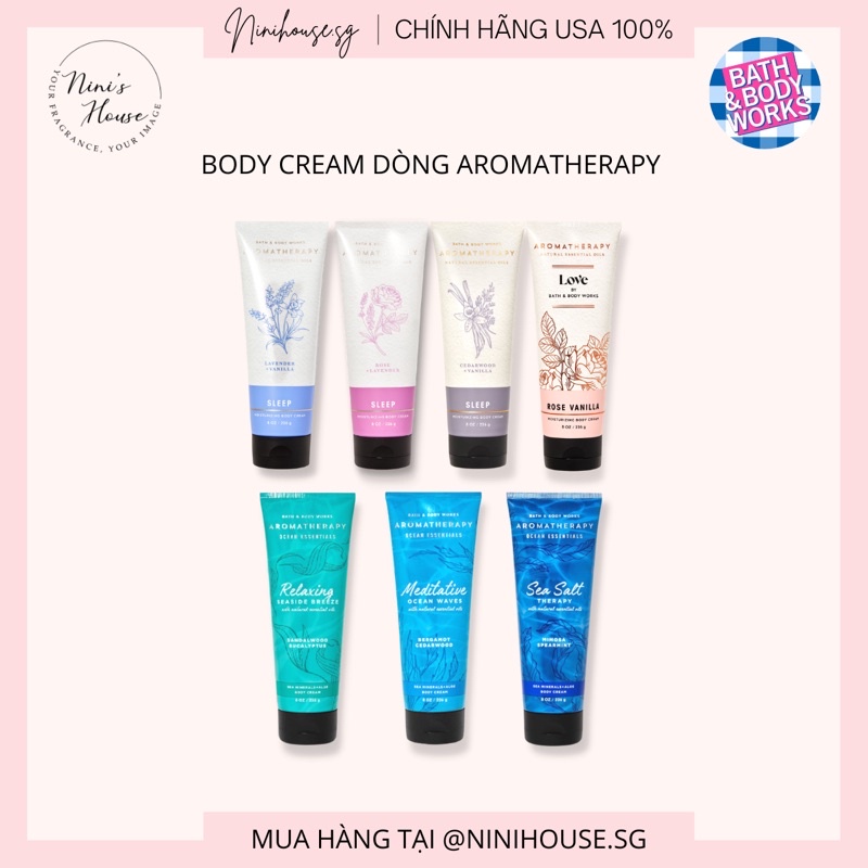 Kem dưỡng thể body cream Bath and Body Works 226g mùi Aromatherapy