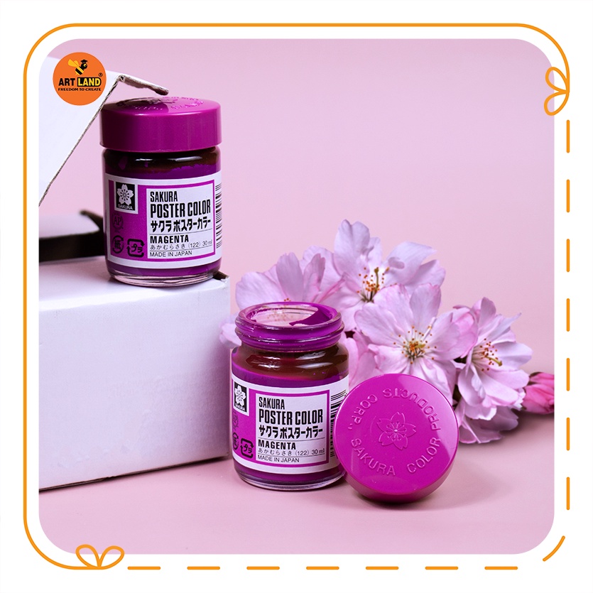 MÀU SAKURA POSTER COLOR HŨ 30ml - MAGENTA , FLUORESCENT BLUE