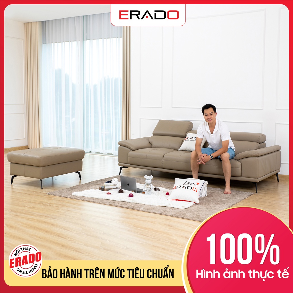 Bộ bàn ghế phòng khách đẹp, sofa da thật được nhập khẩu mã 2185-1A