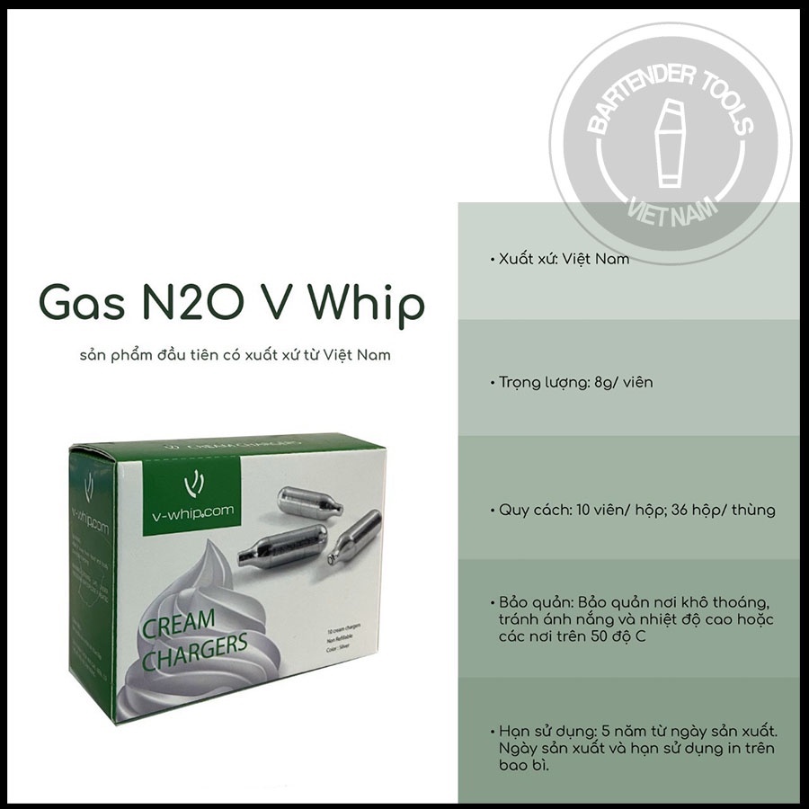 Gas N2O V Whip dùng cho bình xịt kem
