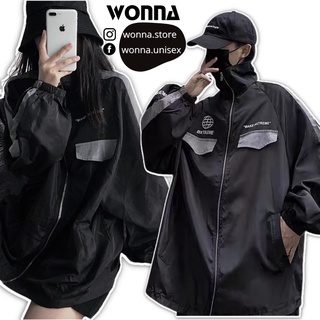 (KÈM ẢNH THẬT) Áo khoác dù nam nữ một sọc thể thao đen xám ulzzang jacket oversize form rộng unisex Hàn áo gió