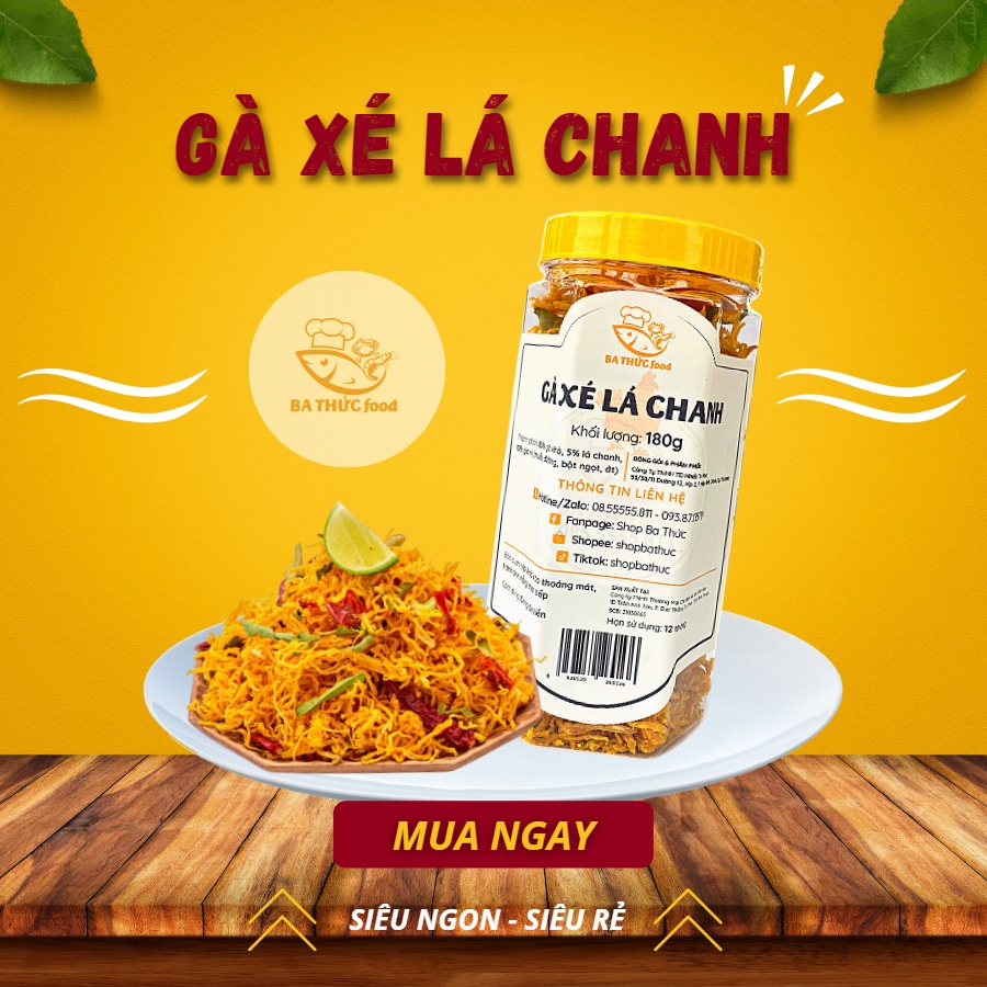 Khô Gà Lá Chanh Shop Ba Thức ngon chuẩn vị - 180g