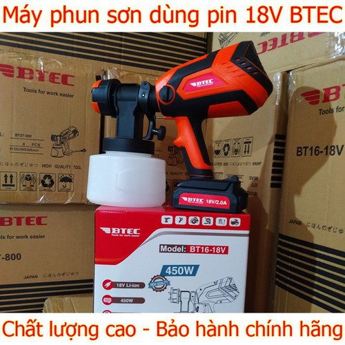 Máy phun sơn cầm tay mini chính hãng BTEC mã BT16-18V ( dùng pin)