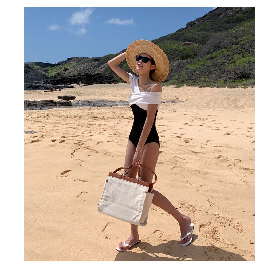 Bikini đồ bơi nữ 1 mảnh liền thân 2 dây trễ vai