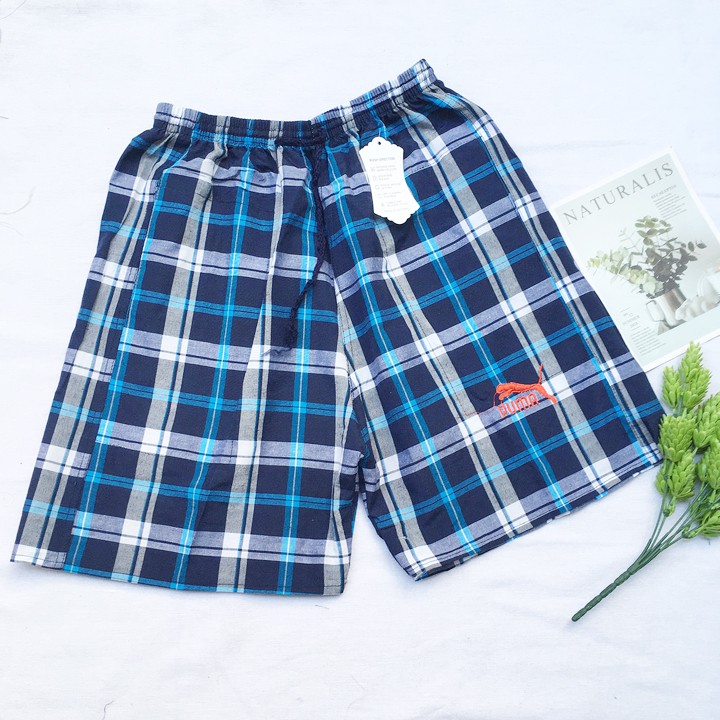 Quần đùi nam size đại 70kg-80kg short lửng nam vải bố thô caro mềm - QDN19