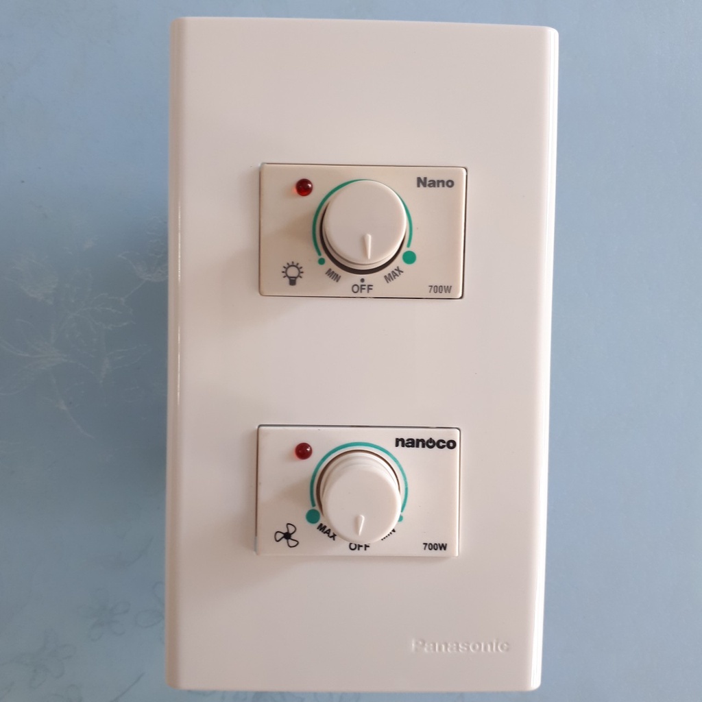 Combo Mặt nạ 2 lỗ WEV68020SW gồm công tắc điều chỉnh độ sáng đèn và công tắc điều chỉnh tốc độ quạt 700W - Panasonic