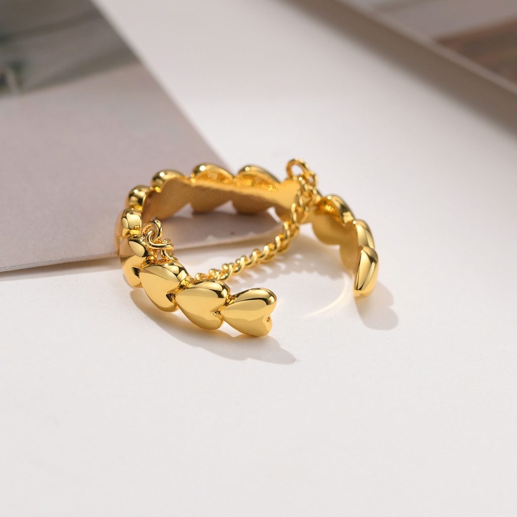 Vnox Nhẫn Đeo Tay Kim Loại Hình Trái Tim Hai Lớp Thời Trang