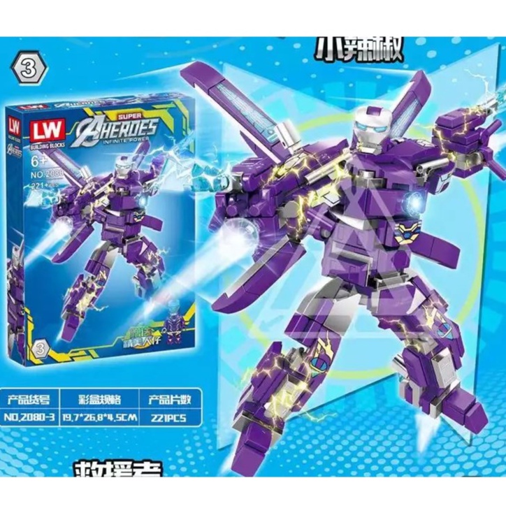 LW 2080 Avengers Steel Mecha Hero Đội Mỹ Little Pepper Lego Xếp Hình Khối Xây Dựng Lắp Ráp. Mô Hình Siêu Anh Hùng Ninja