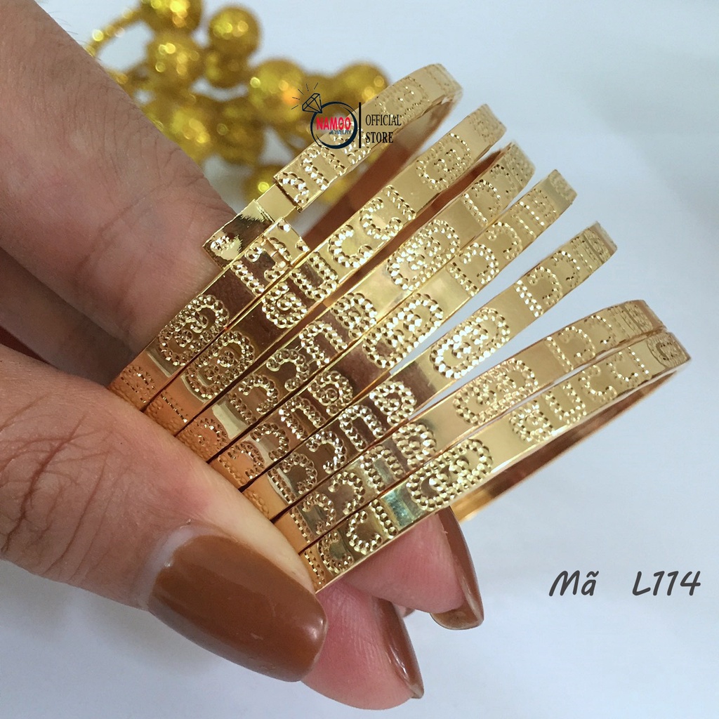 Lắc Tay Mạ Vàng L114, Bộ Ximen Nữ Bền Màu Khóa Lưỡi Gà Bản ngang 4 ly