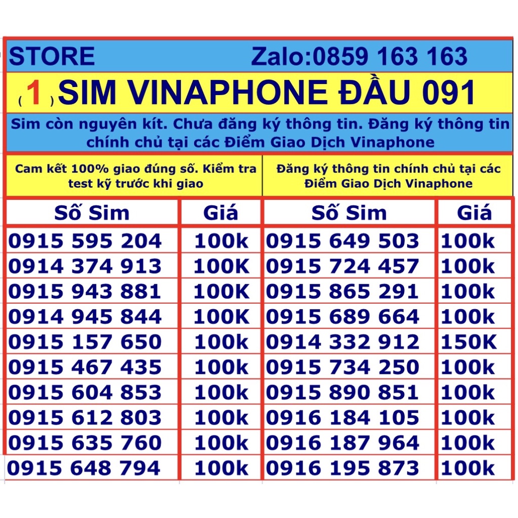 Sim vinaphone số đẹp đầu 091 vina trả trước (1)