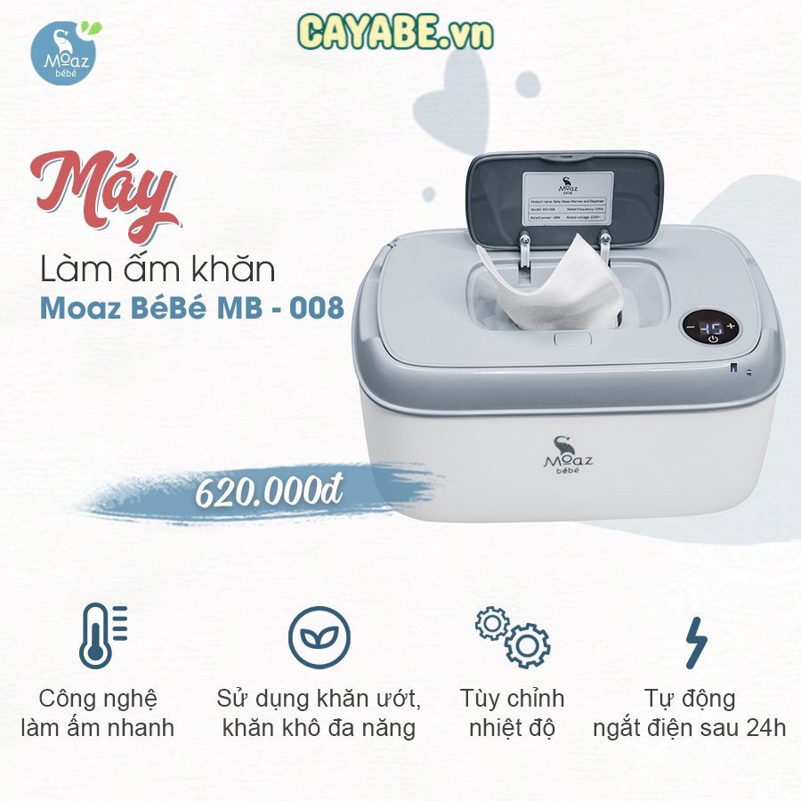 MÁY LÀM ẤM KHĂN ƯỚT, KHĂN KHÔ CHO BÉ MOAZ BÉBÉ MB – 008