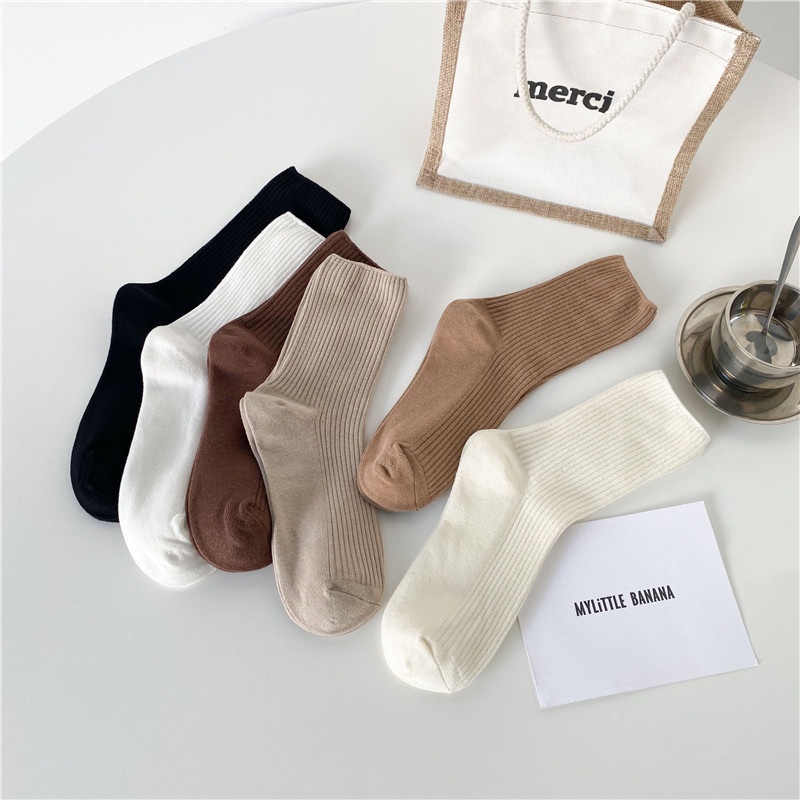 Vớ cotton màu trơn thời trang mùa thu dành cho nữ