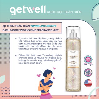 Xịt thơm toàn thân bath and body works fragrance mist | twinkling nights