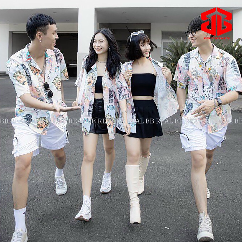 ÁO SƠ MI  Tay Ngắn Họa Tiết MENDE CRAYON Tay Lỡ FORM UNISEX - BB REAL