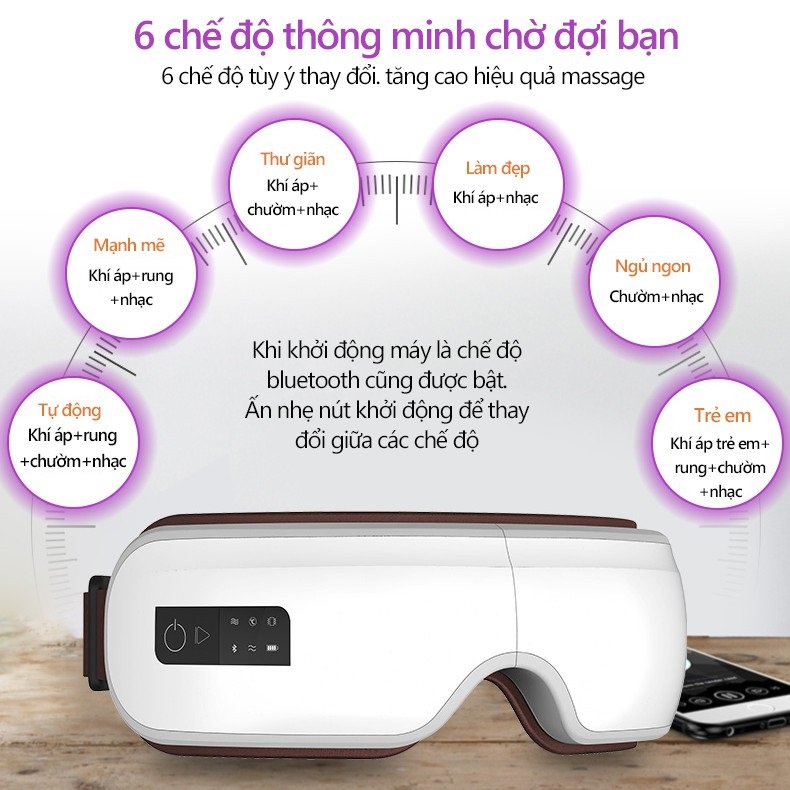 Máy massage mắt EM-1901 giúp thư giãn giảm stress, căng thẳng, mệt mỏi thông minh.