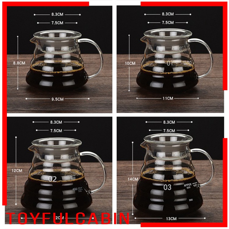 Kính Bình Thủy Tinh Pha Cà Phê Server 250 / 360 / 600 / 800ml Dung Tích 250ml