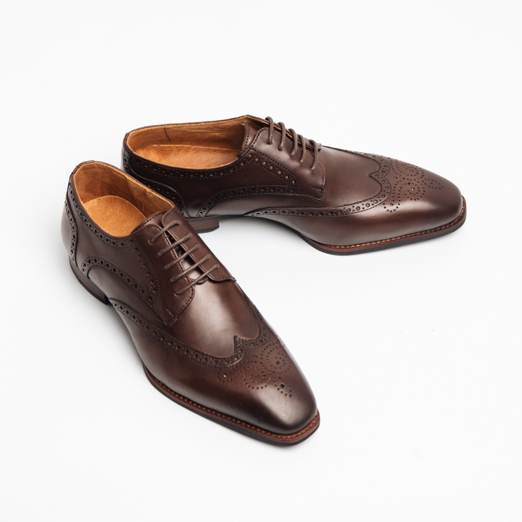 Giày Tây Cao Cấp WINGTIP DERBY BROGUES - Da Bò Ý Lót Trong Da Bò Mộc - Thương hiệu Be Classy