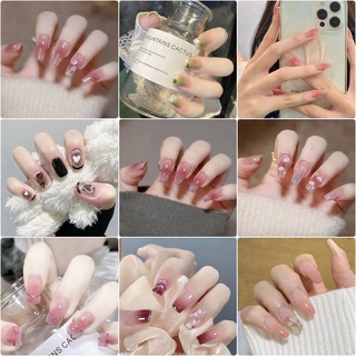 Bộ 24 Móng Tay Giả Dài Hình Mèo Dễ Thương Có Thể Tháo Rời