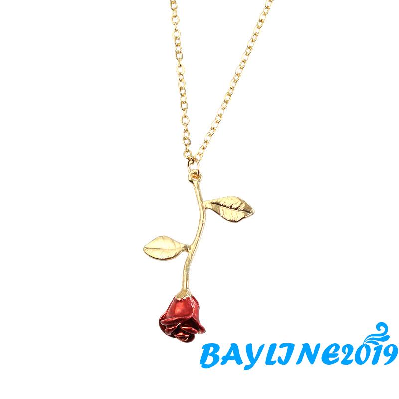 Dây Chuyền Mạ Vàng Mặt Hình Hoa Hồng Lãng Mạn Cho Nữ