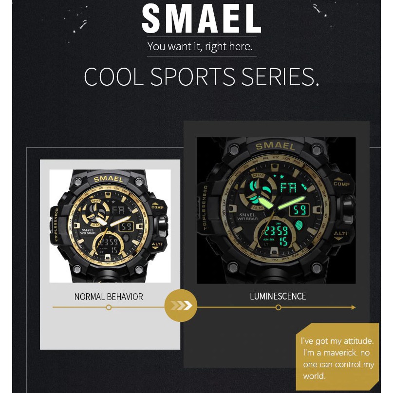 (New Arrival) Đồng Hồ Điện Tử Thể Thao Nam Chính Hãng SMAEL 1545C Phiên Bản Sport Chống Nước Cực Tốt | BigBuy360 - bigbuy360.vn