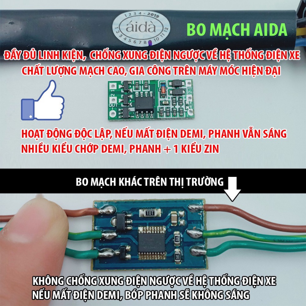 Mạch Nháy Đèn Hậu Stop F1 cho Sh 2017, Sh 2018, Sh 2019, Sh 2020, Sh 2021, Sh 2022 Nhiều Kiếu Chớp Lắp Như Zin