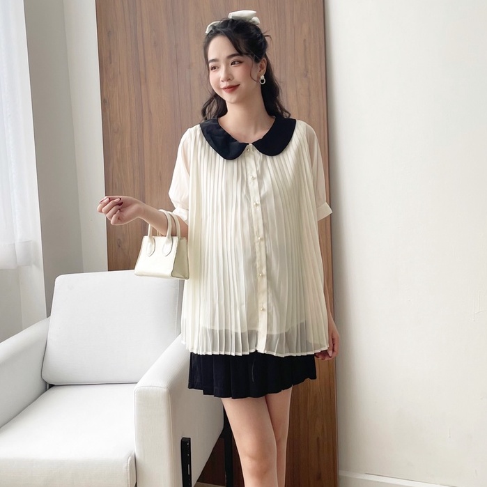 MEDYLA - Áo sơ mi bầu công sở 1 lớp vải xốp cho bầu đi làm đi chơi cực xinh - ASM119