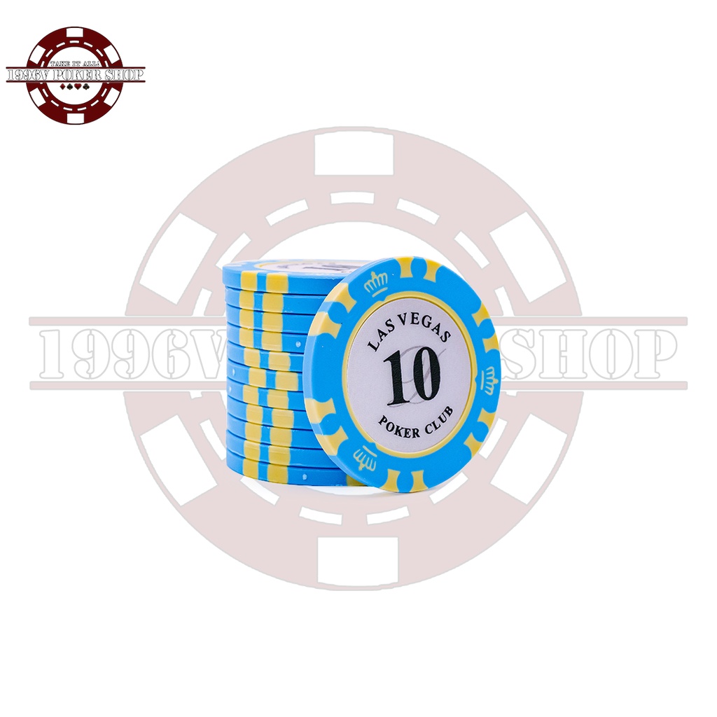 Cọc 25 chip Poker có số, phỉnh poker Las Vegas chip set Pocker đất nung - 1996V Poker Shop
