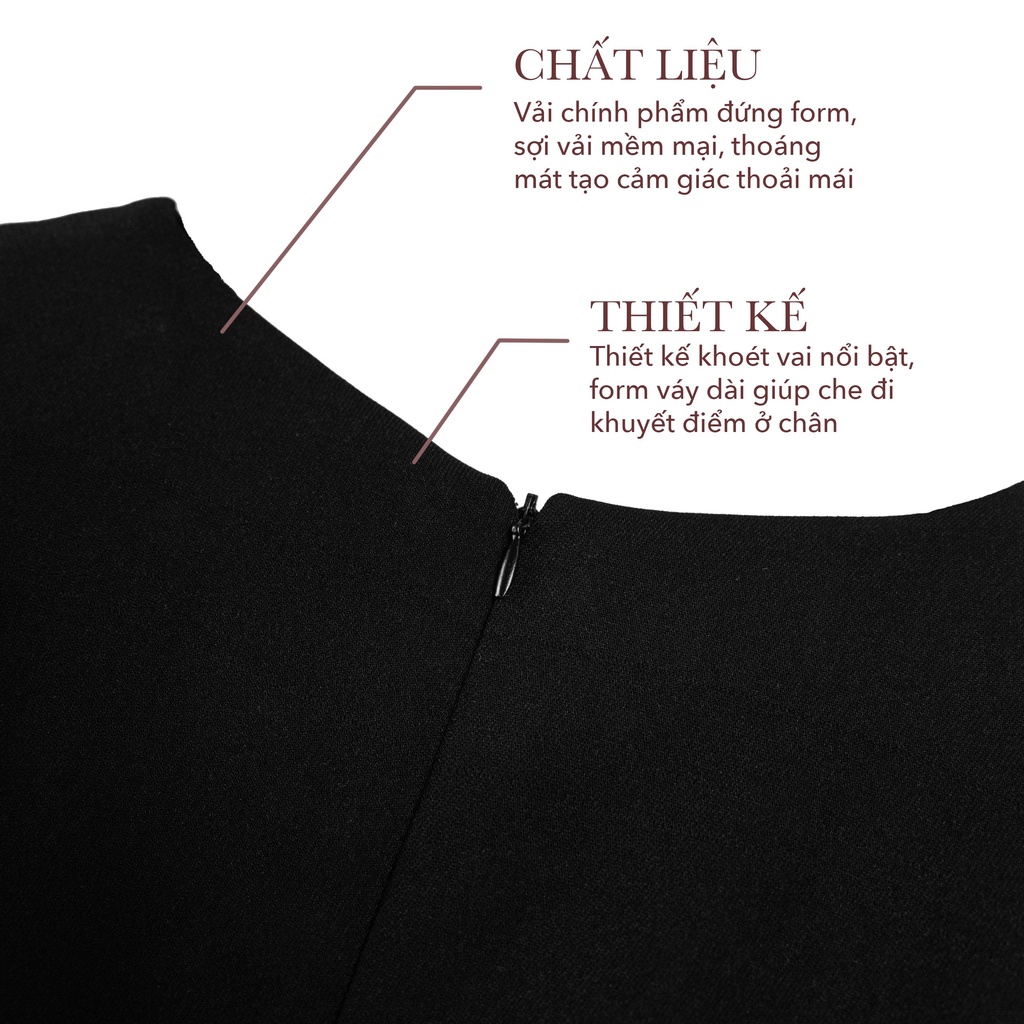 Váy đầm nữ tiểu thư dáng dài Donna Dress khoét vai nơ ngực SOURIS BY G