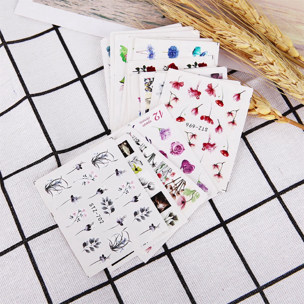Tờ decal dán trang trí móng tay in họa tiết hoa