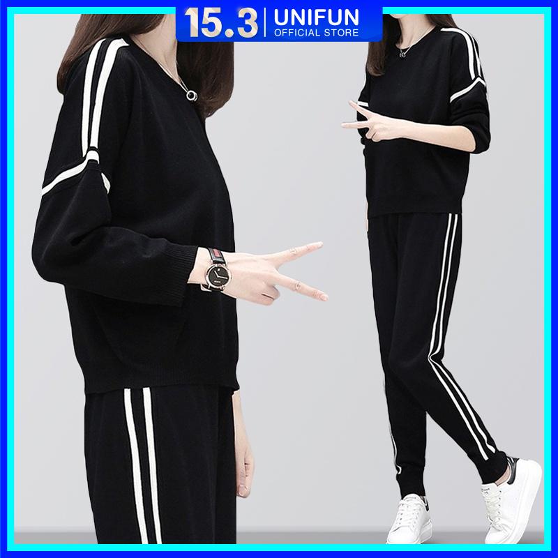 ▲✐∋Bộ Quần áo thu đông nữ UNIFUN mã KC-O dáng thể dục thao hàn quốc đẹp bao gồm khoác hoodie và jogger