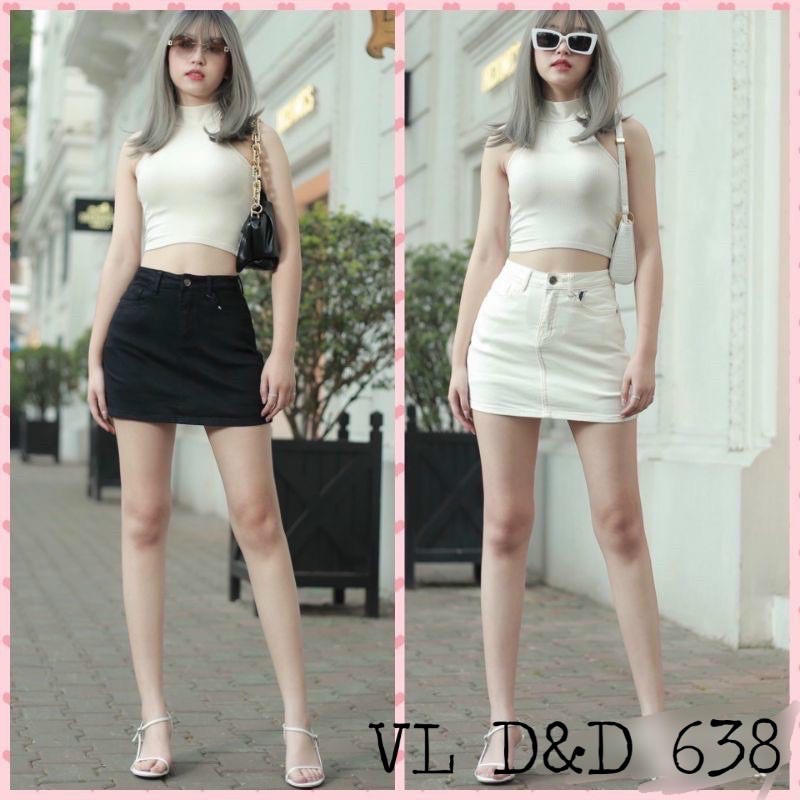 ▶️ Chân váy bò 2 màu trắng, đen. Size S M L siêu đẹp