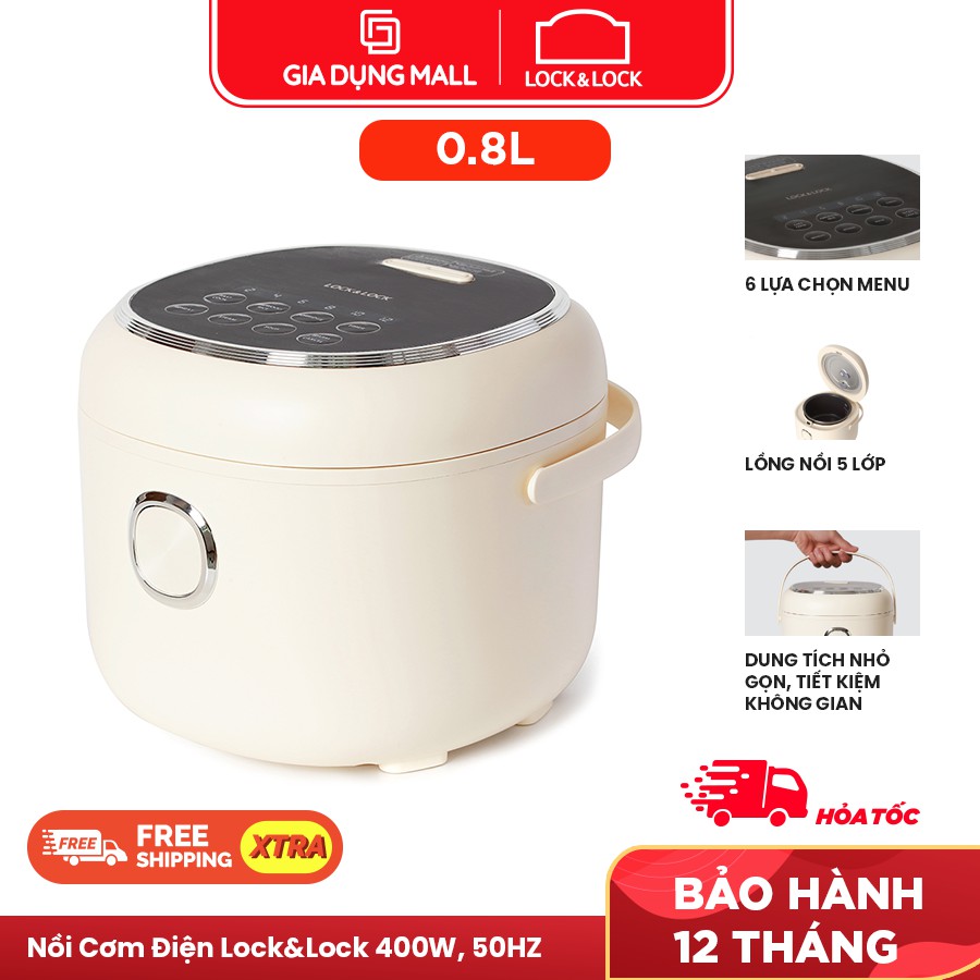 Nồi Cơm Điện LocknLock EJR716IVY 0.8L Màu Trắng Ngà  -  BH 12 tháng  -  Hàng Chính Hãng