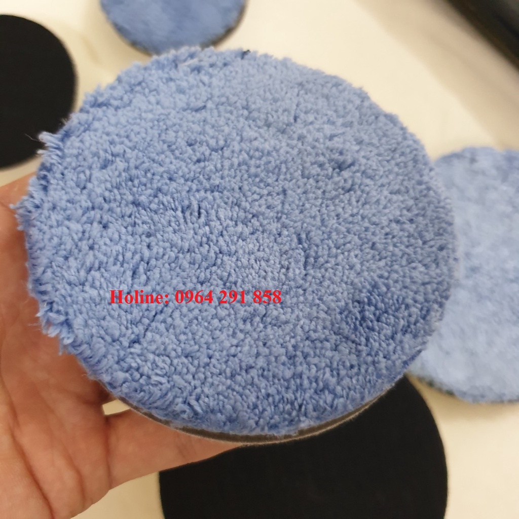 bông nỉ đánh bóng lông cừu cao cấp siêu tấm mầu xanh cao cấp 3,4,5 inch phụ kiện đánh bóng ô tô