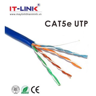 Cáp nối mạng CAT5E UTP hiệu IT-LINK bấm sẵn 2 đầu dài 25m màu xanh